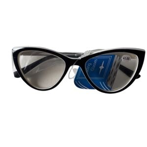 NEW Cateye Reading Glasses Black and White +2.25